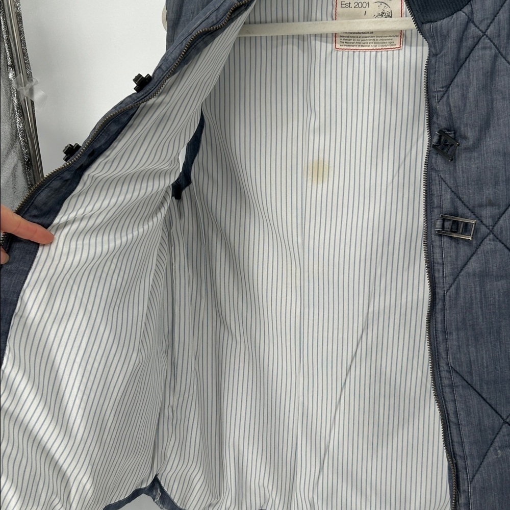 Marshall Artist Quilted Gilet Vest Blue Cotton Zip Men’s L - Picture 7 of 12